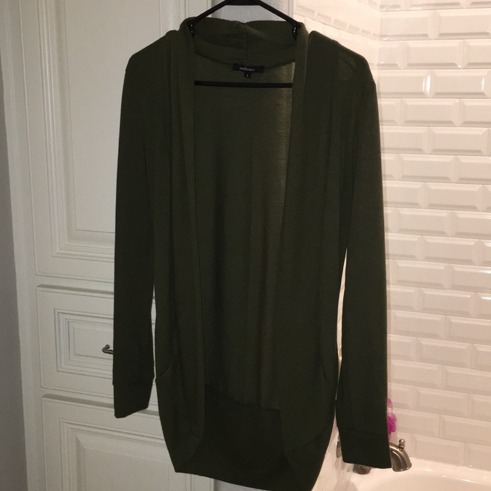 Army green long sleeve cardigan